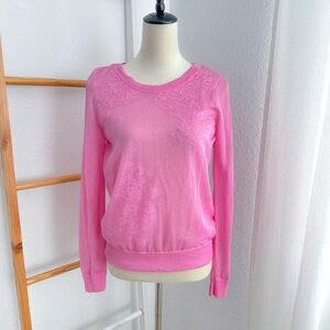 Sandro Sheer Floral Sweater Pink Rose Lace Sonata Sonate